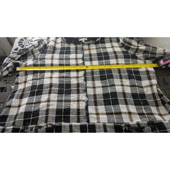 Habitat Tunic Top XL Gauzy Art Wear Lagenlook Lightweight Boxy Plaid Pockets - Picture 9 of 10